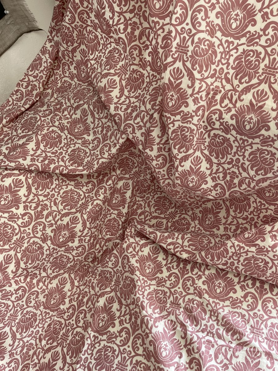 Paire de Rideaux Vintage en Coton Imprimé – Décor Vieux Rose-photo-4
