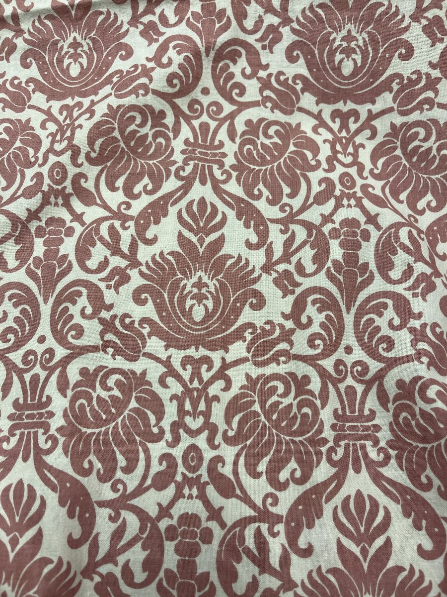 Paire de Rideaux Vintage en Coton Imprimé – Décor Vieux Rose-photo-2