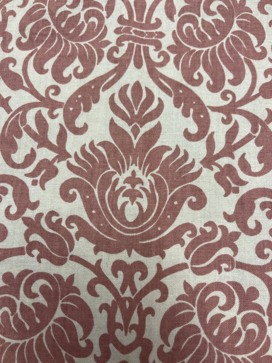 Paire de Rideaux Vintage en Coton Imprimé – Décor Vieux Rose-photo-4