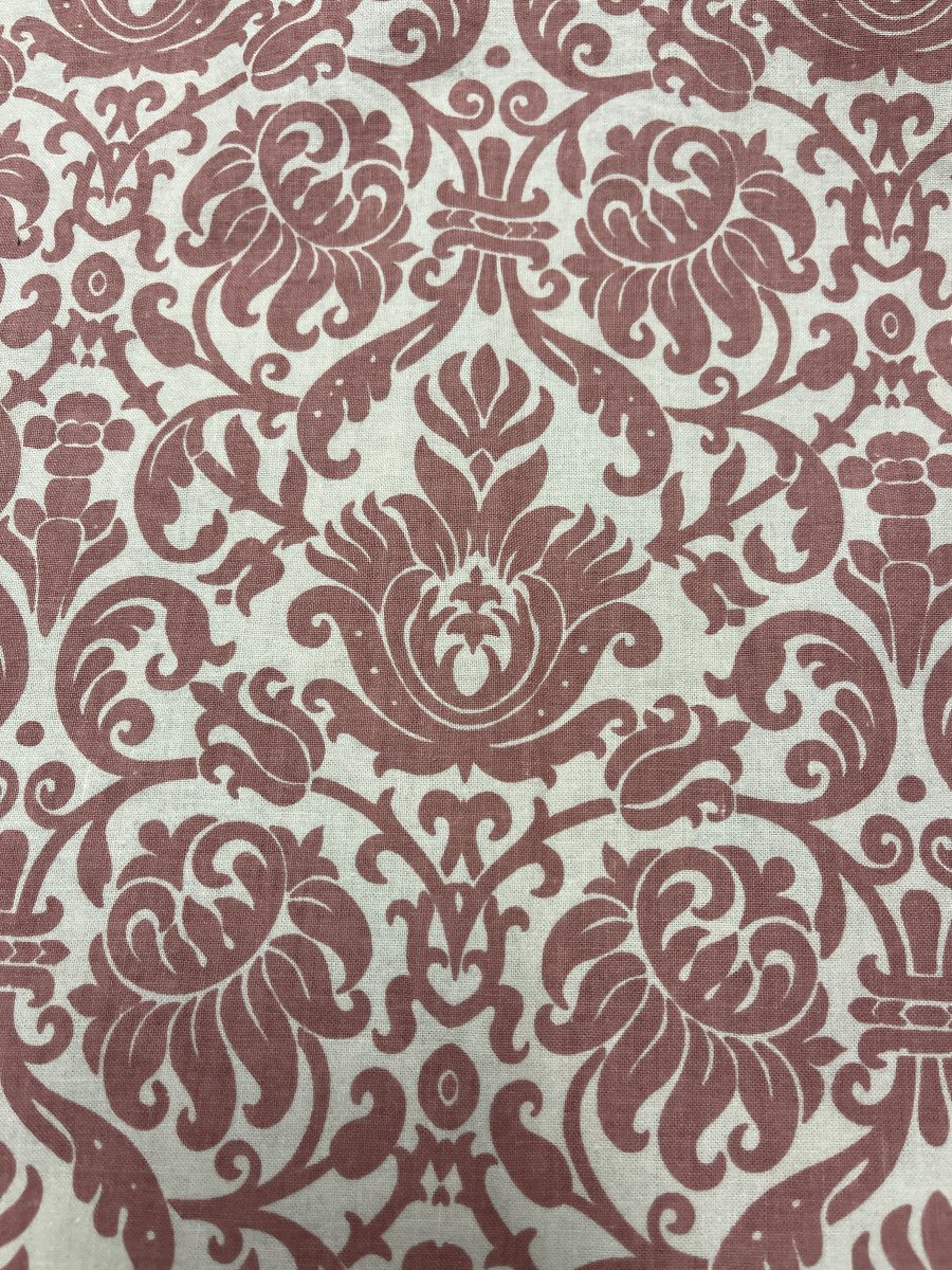 Paire de Rideaux Vintage en Coton Imprimé – Décor Vieux Rose-photo-5