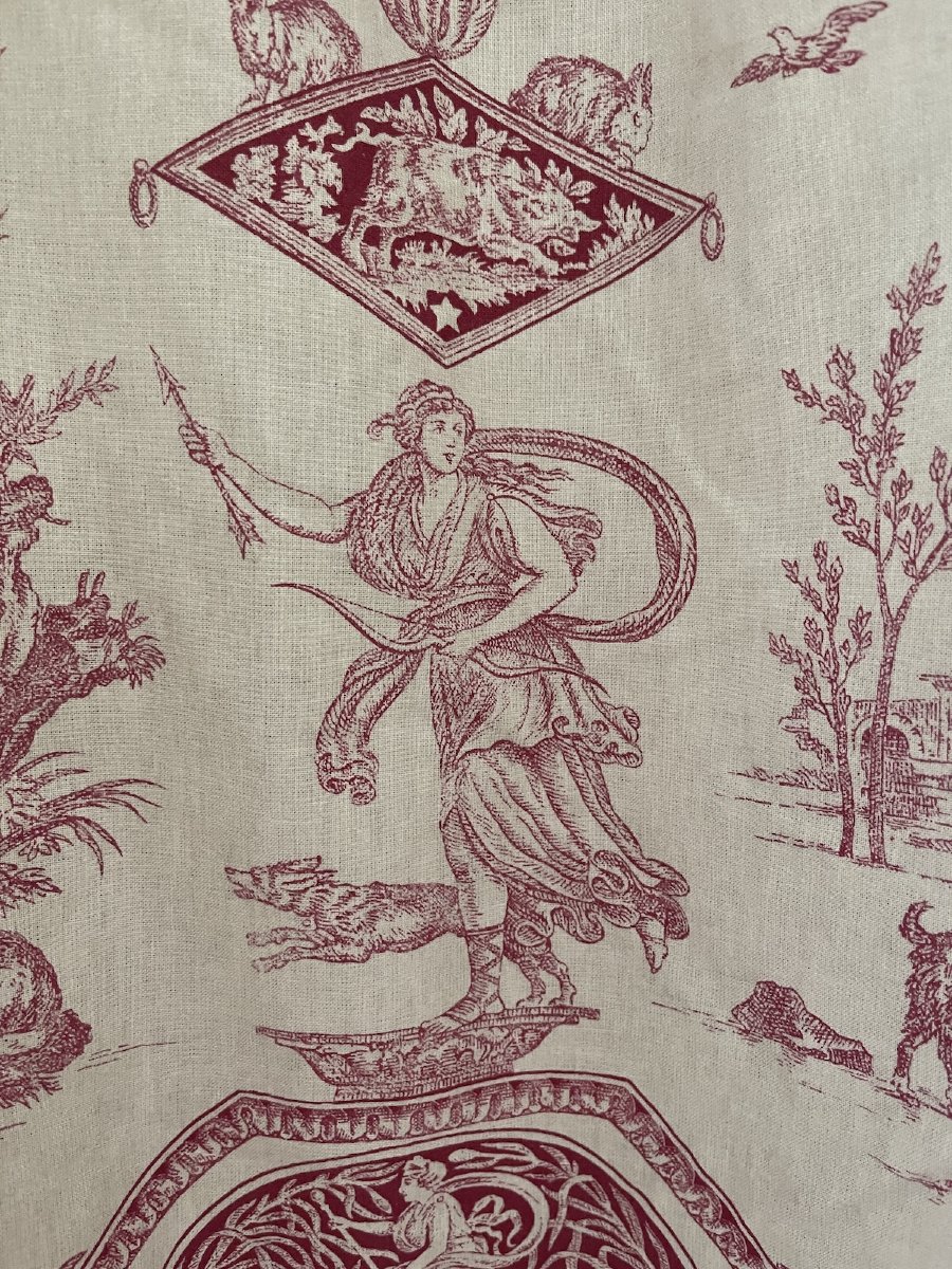 Seconde Paire de rideaux imprimés au décor Directoire, urnes antiques et figures allégoriques-photo-4