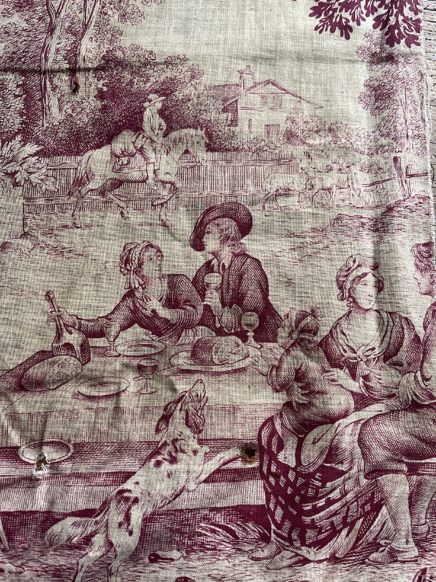 French Printed Canvas, Late 18th Century – Featuring Village And Pastoral Scenes-photo-3