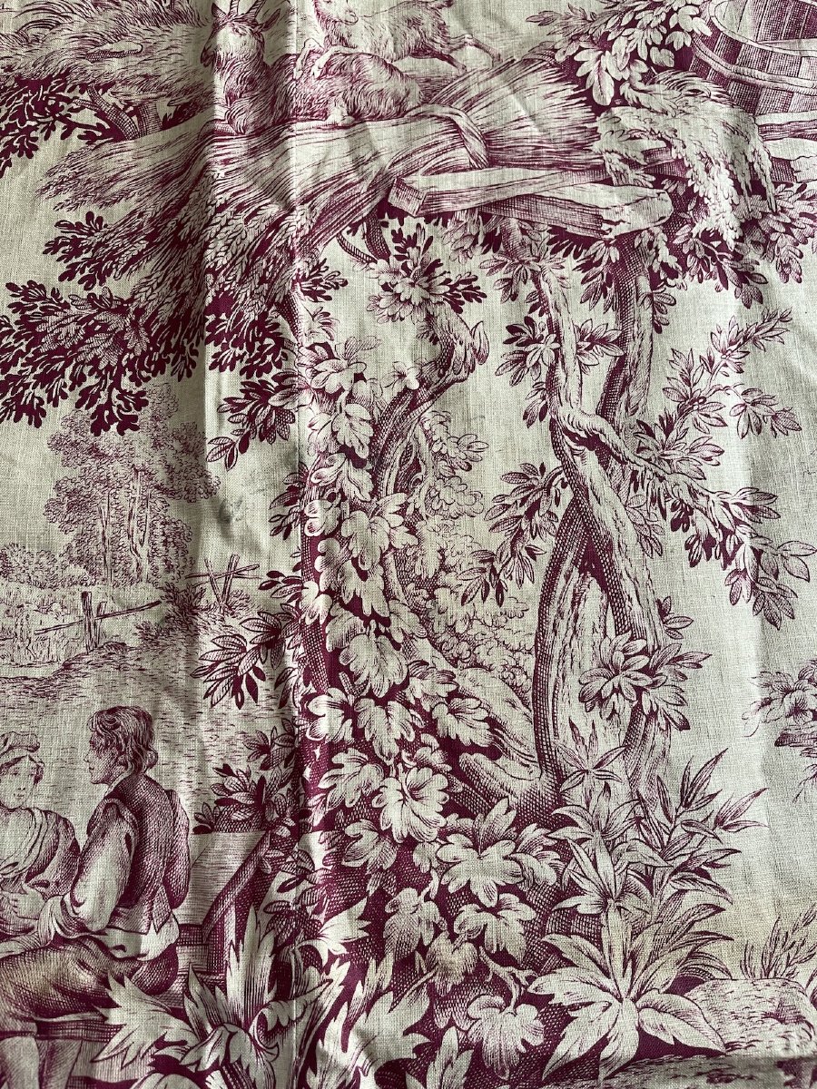 French Printed Canvas, Late 18th Century – Featuring Village And Pastoral Scenes-photo-1