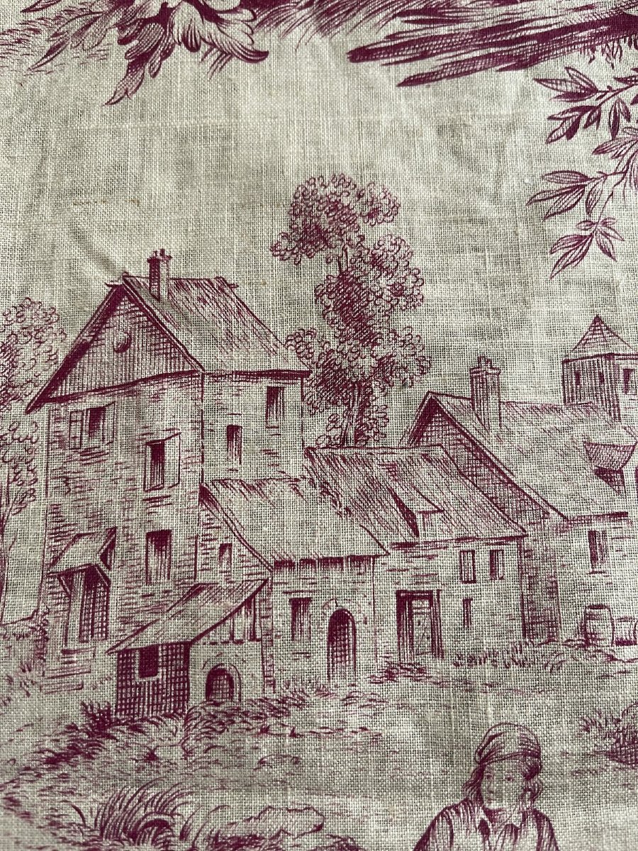 French Printed Canvas, Late 18th Century – Featuring Village And Pastoral Scenes-photo-2