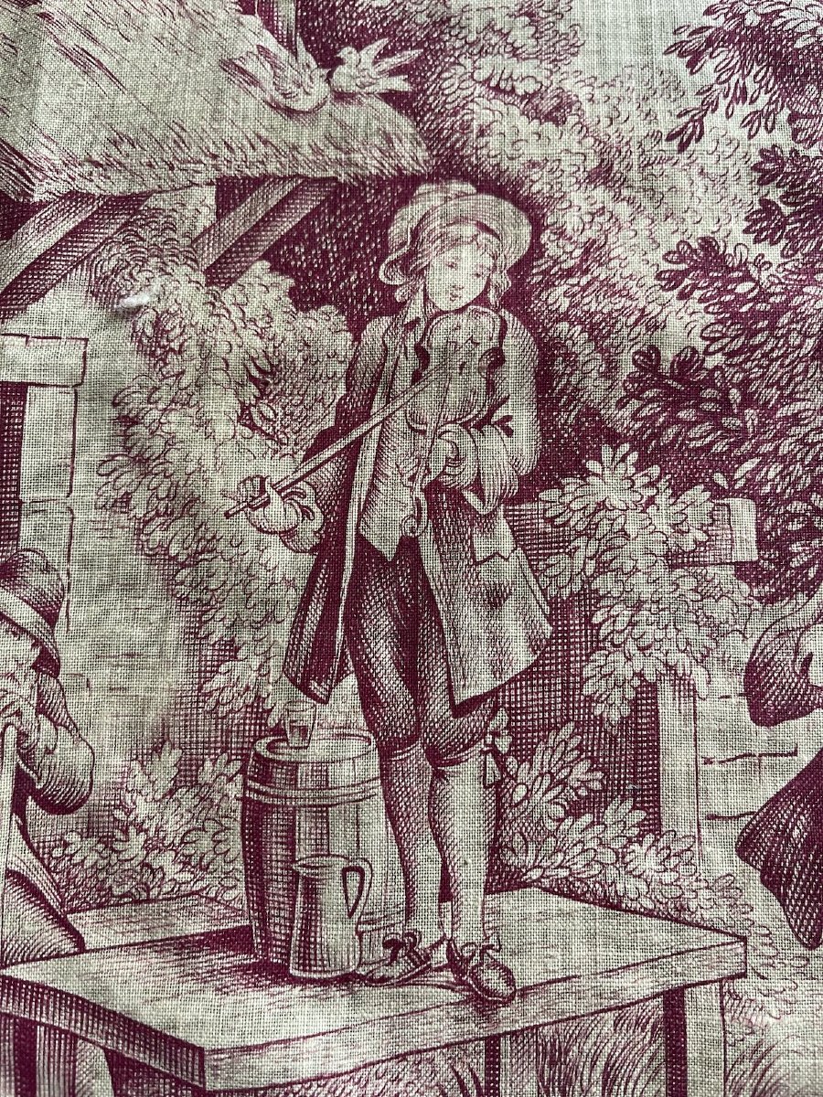 French Printed Canvas, Late 18th Century – Featuring Village And Pastoral Scenes-photo-3