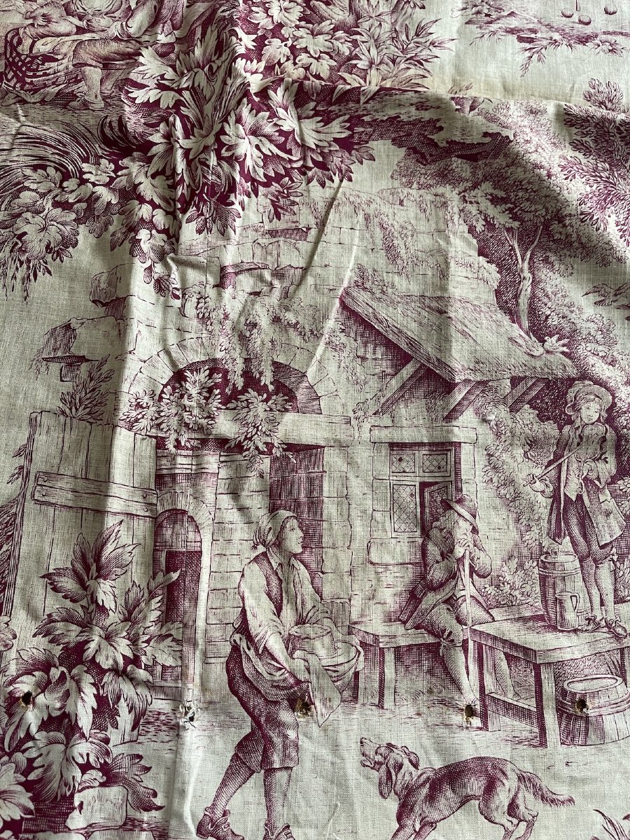 French Printed Canvas, Late 18th Century – Featuring Village And Pastoral Scenes-photo-4