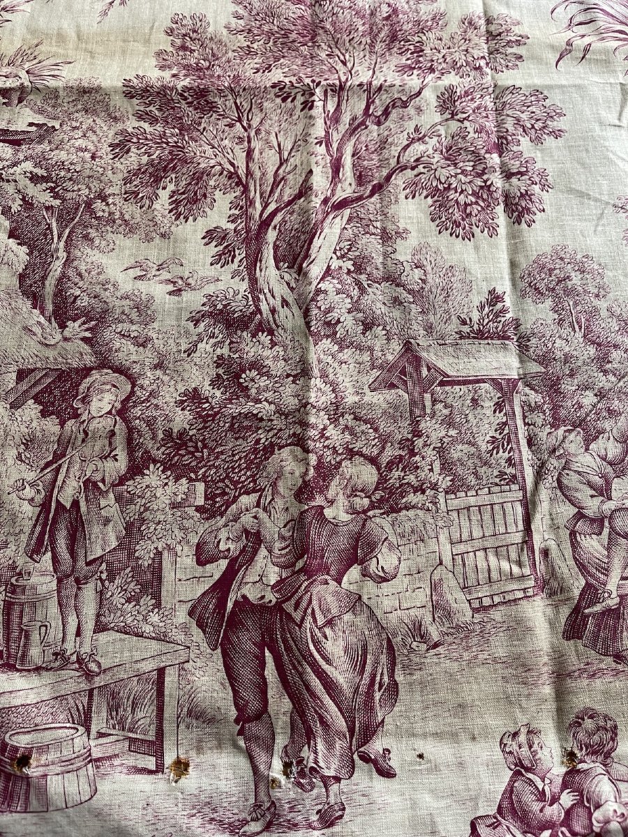 French Printed Canvas, Late 18th Century – Featuring Village And Pastoral Scenes