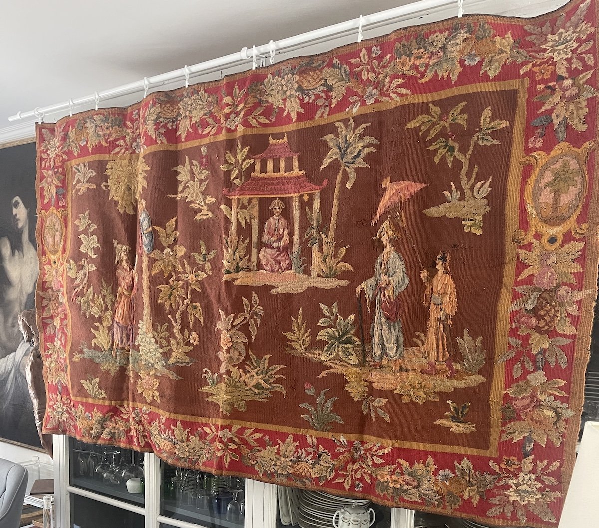 Tapisserie d'Aubusson – Décor de Chinoiseries – Époque XIXᵉ siècle-photo-2
