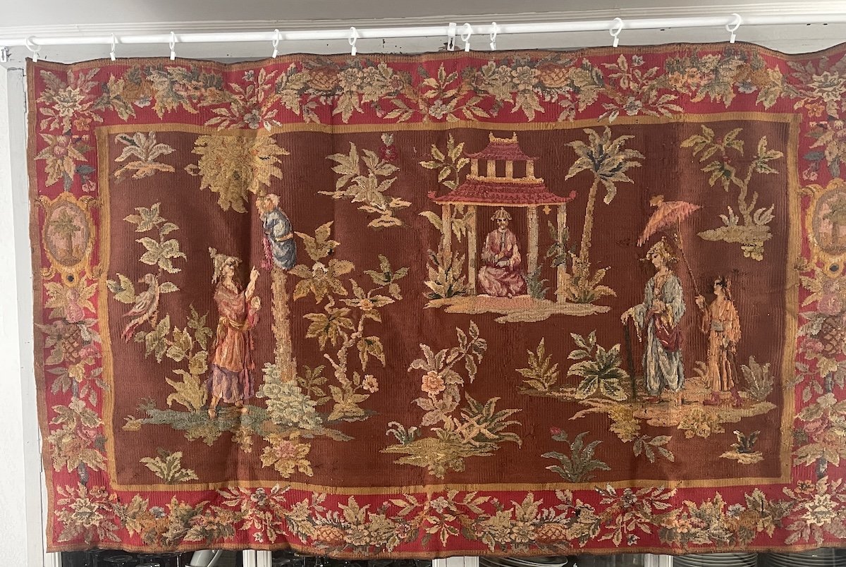 Tapisserie d'Aubusson – Décor de Chinoiseries – Époque XIXᵉ siècle-photo-7