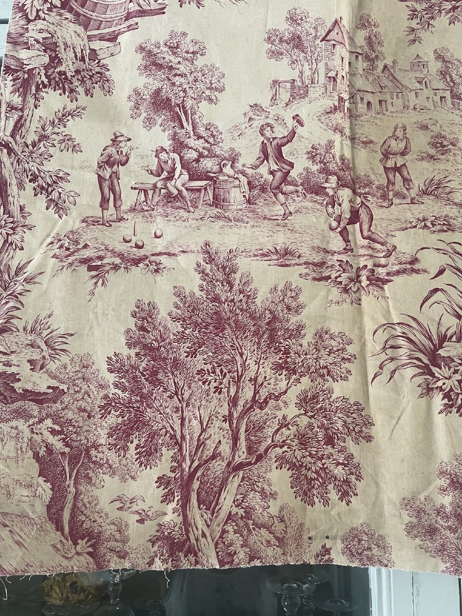Seconde  pièce Toile imprimée française, fin du XVIIIᵉ siècle – Décor de scènes villageoises -photo-2
