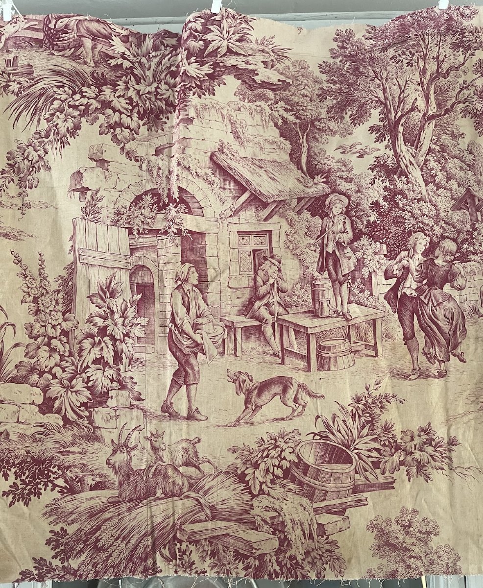 Seconde  pièce Toile imprimée française, fin du XVIIIᵉ siècle – Décor de scènes villageoises -photo-3