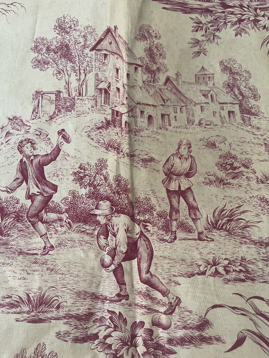 Seconde  pièce Toile imprimée française, fin du XVIIIᵉ siècle – Décor de scènes villageoises -photo-4