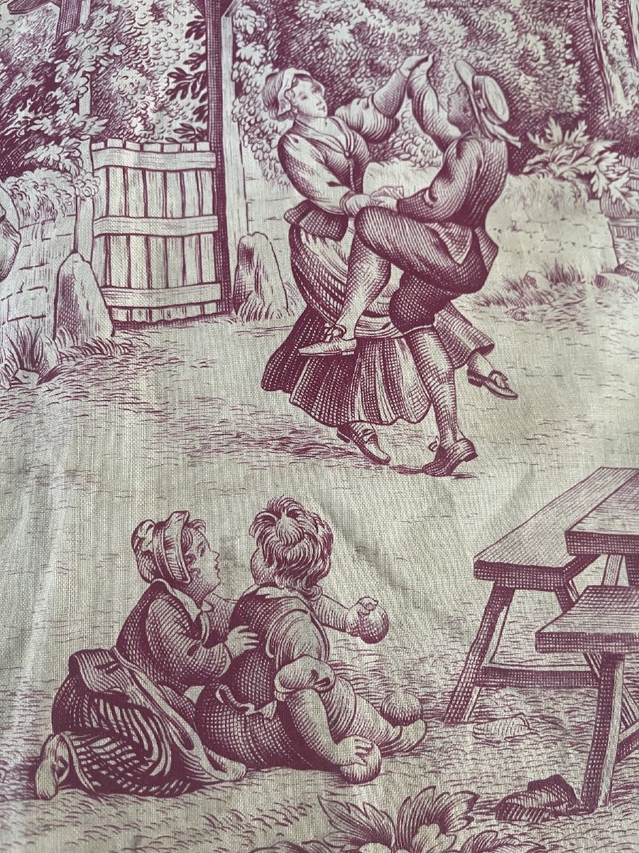 Seconde  pièce Toile imprimée française, fin du XVIIIᵉ siècle – Décor de scènes villageoises -photo-2