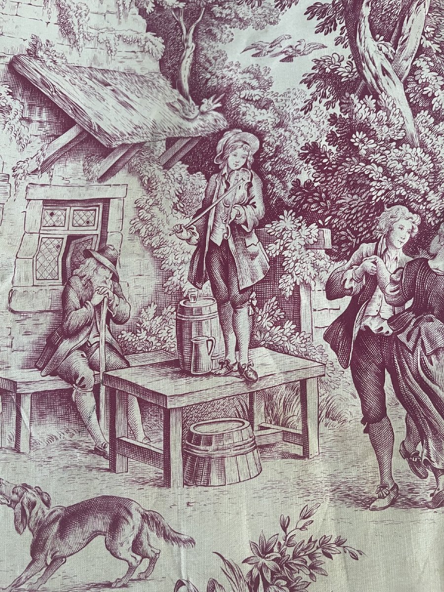 Seconde  pièce Toile imprimée française, fin du XVIIIᵉ siècle – Décor de scènes villageoises -photo-3