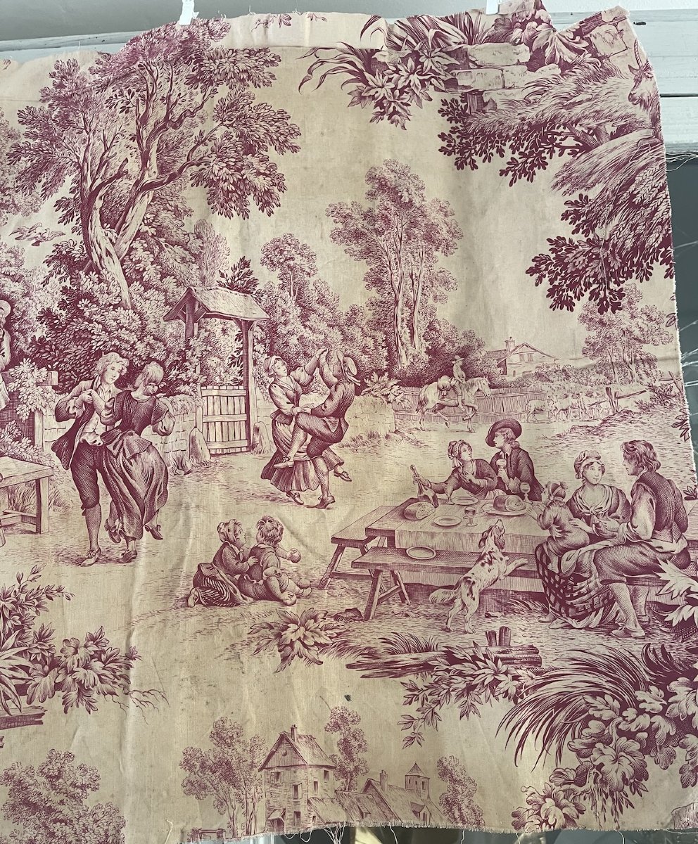 Seconde  pièce Toile imprimée française, fin du XVIIIᵉ siècle – Décor de scènes villageoises -photo-4