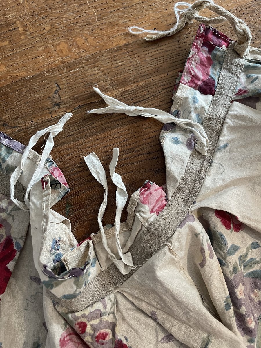Paire de rideaux en toile imprimée, décor floral, époque XIXᵉ siècle-photo-2