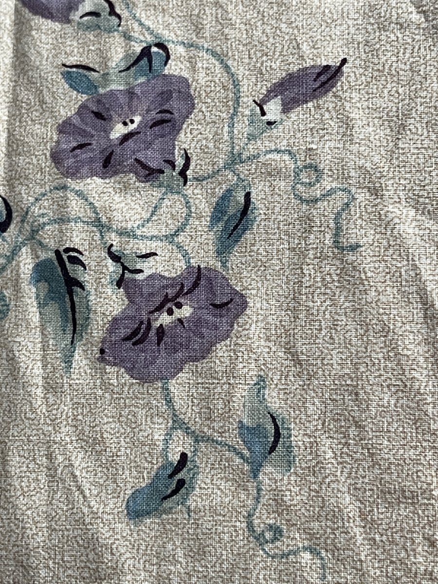 Paire de rideaux en toile imprimée, décor floral, époque XIXᵉ siècle-photo-7