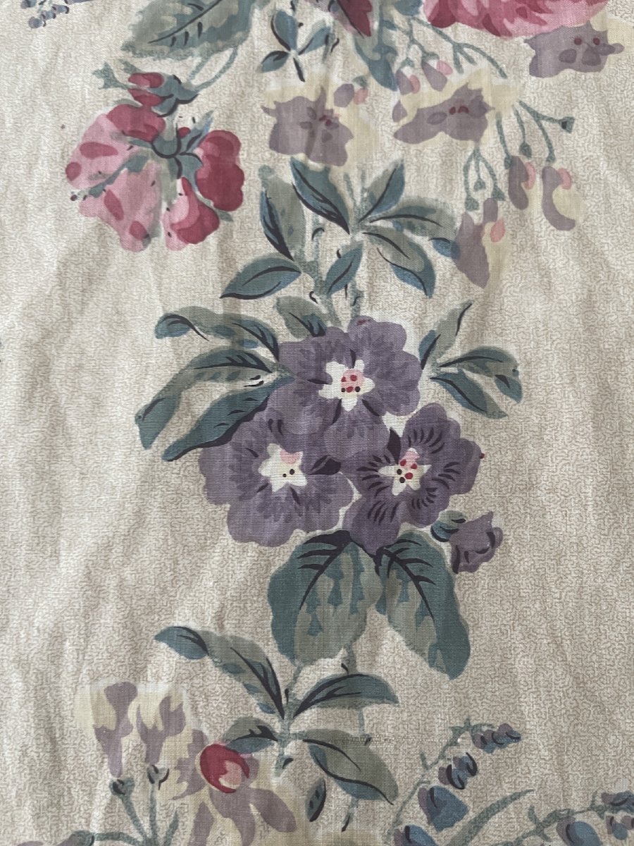 Piece Of Printed Fabric—18th-century Floral Design Featuring Heirloom Roses  -photo-6
