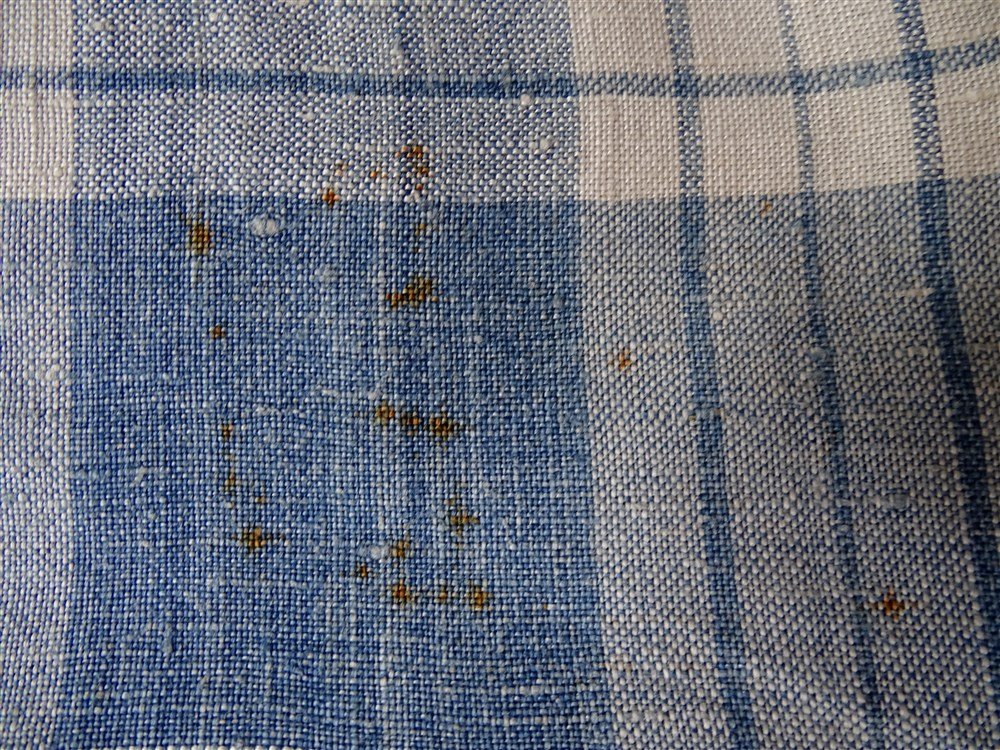 Deux housses de coussins en lin ancien – Carreaux bleu et blanc-photo-4