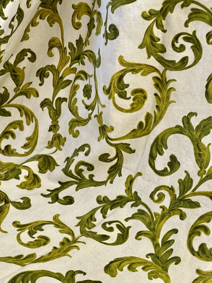 Second Pair Of Baroque-style Printed Linen Curtains, 295 Cm X 125 Cm.  2 Pairs Available-photo-4