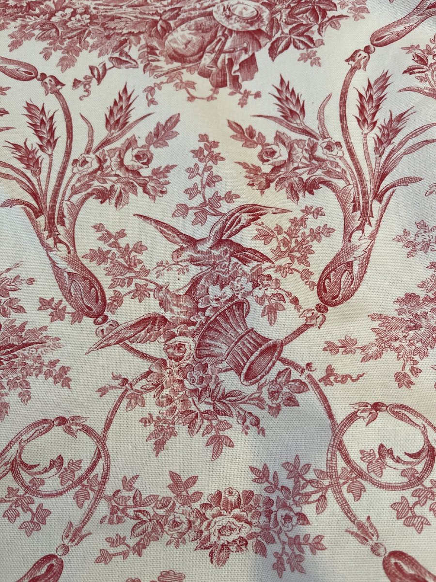 Paire de Rideaux en Toile de Jouy Style Louis XVI – Décor Champêtre Rose  et Crème-photo-7