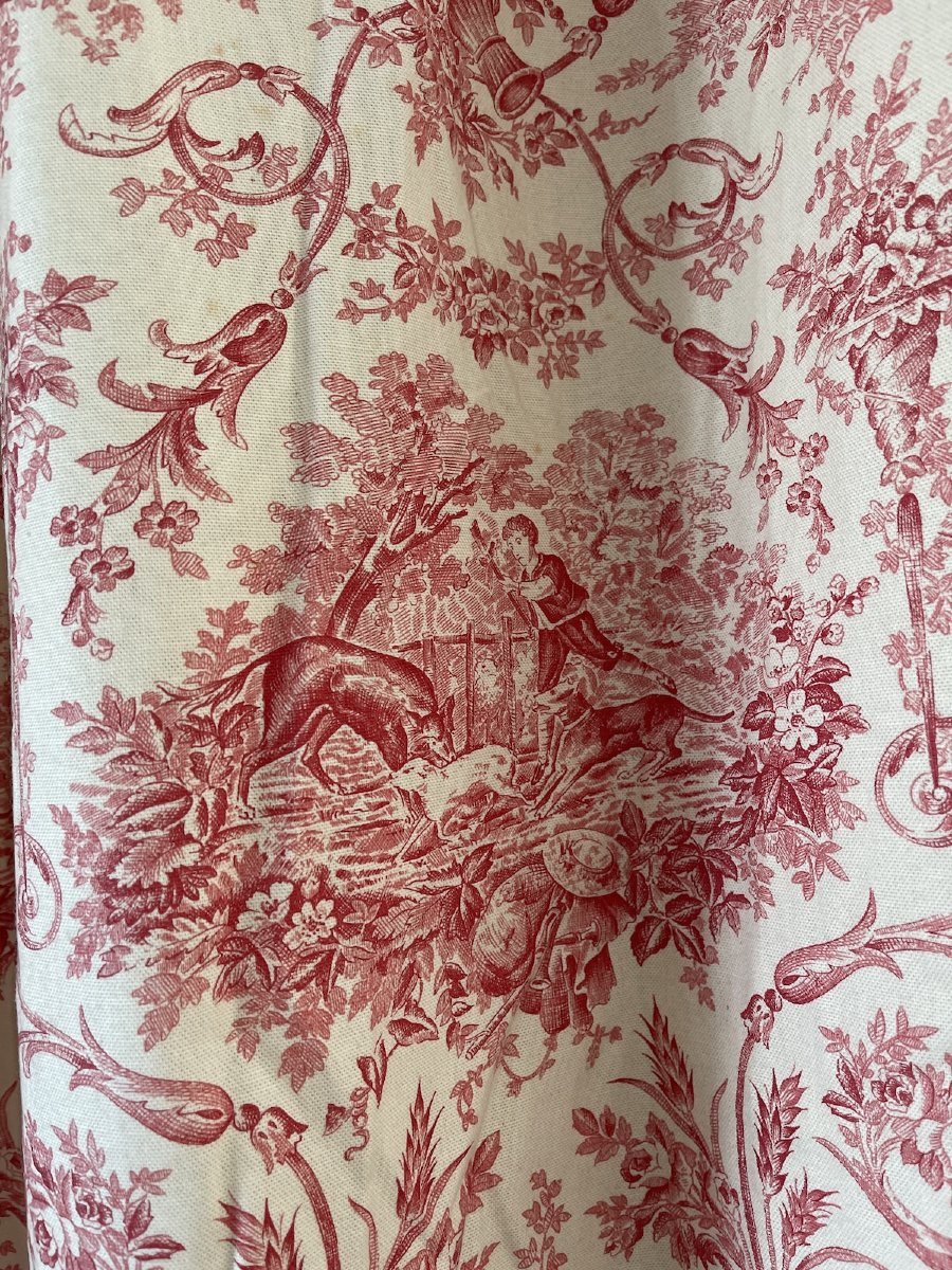 Paire de Rideaux en Toile de Jouy Style Louis XVI – Décor Champêtre Rose  et Crème-photo-8
