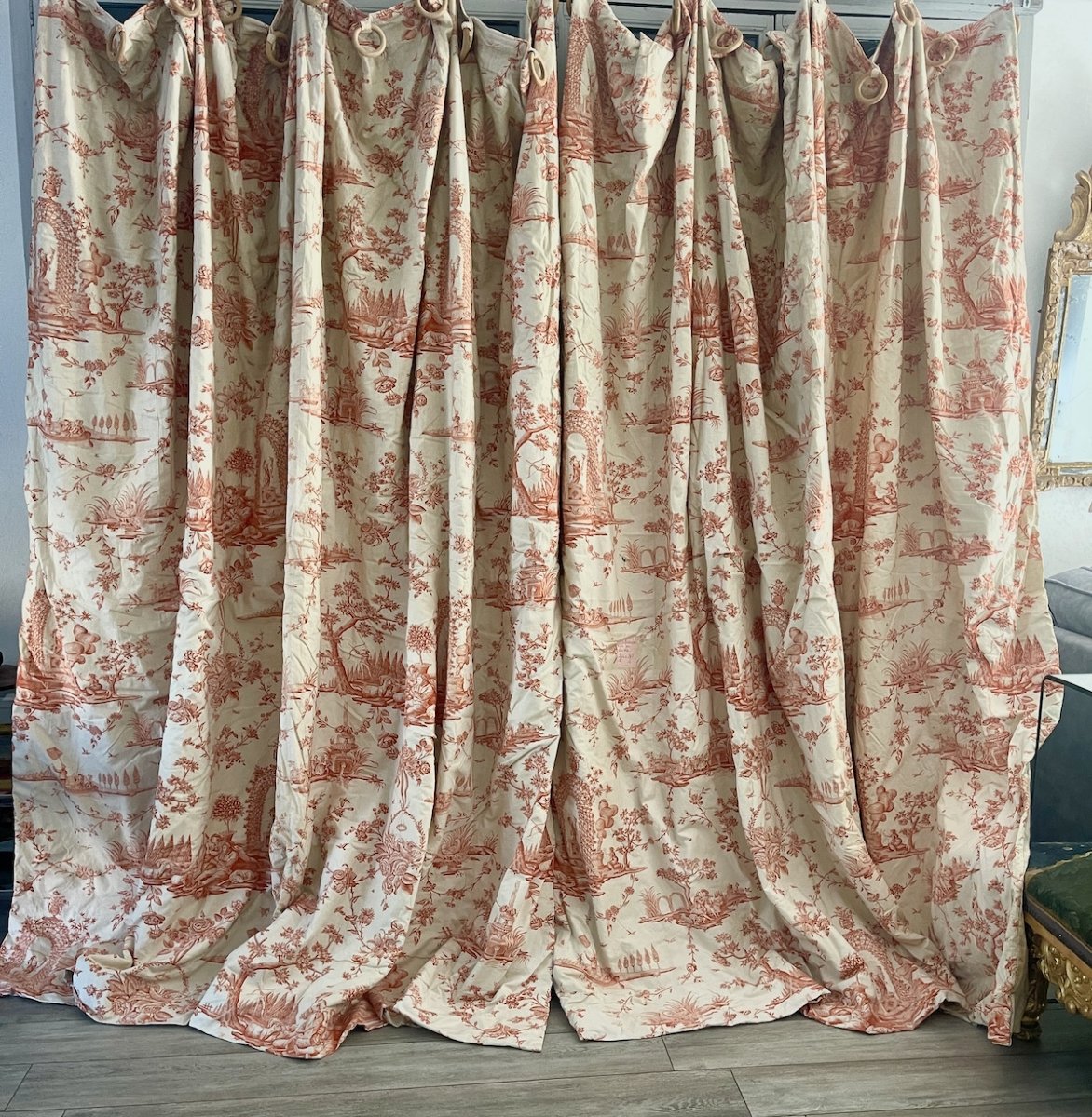 Une paire de  rideaux imprimés – Esprit Toile de Jouy ...246 cm x 267 cm-photo-1