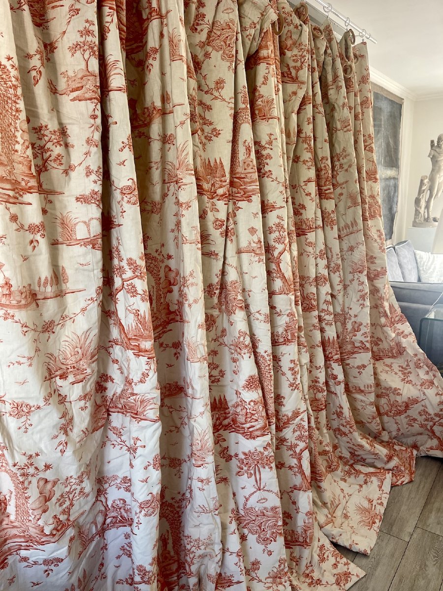 Une paire de  rideaux imprimés – Esprit Toile de Jouy ...246 cm x 267 cm
