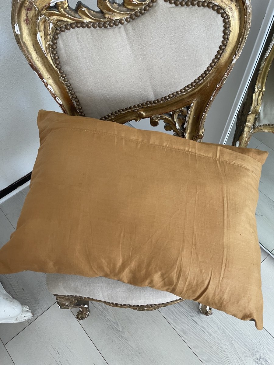 19th-century Damask Silk Pillow-photo-4