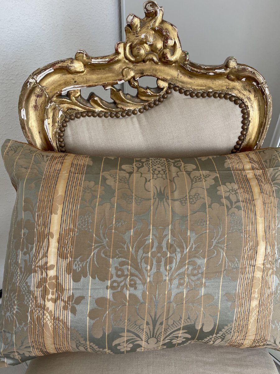 19th-century Damask Silk Pillow-photo-5