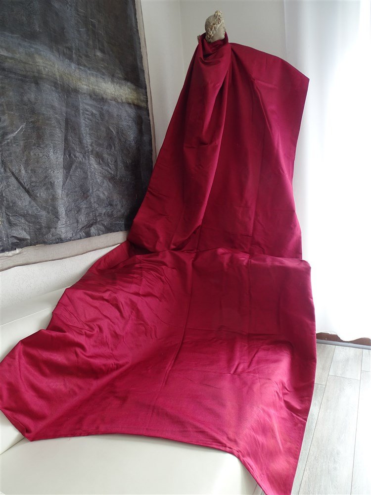 Paire de rideaux en soie – XIXᵉ siècle – rose profond-photo-5