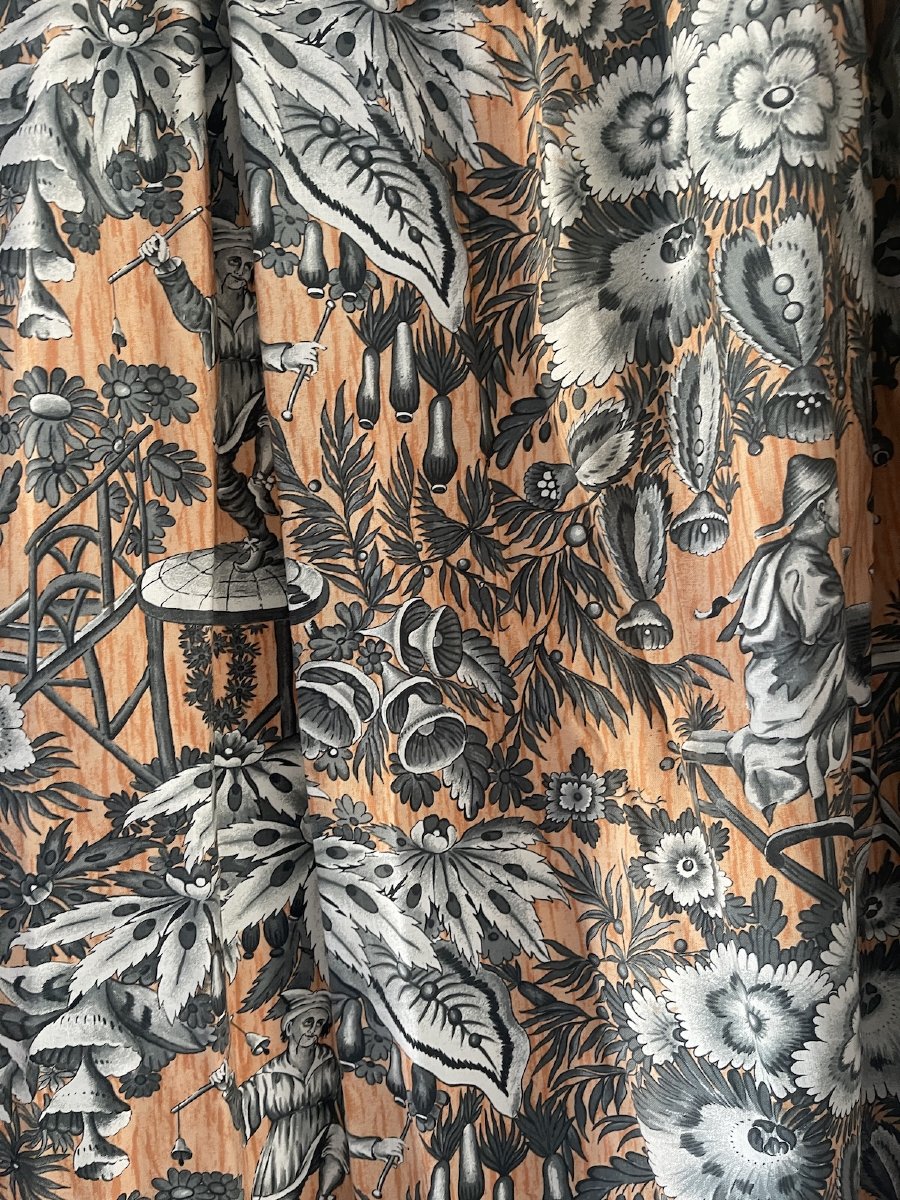 Paire de rideaux imprimés à décor chinoisant-photo-1