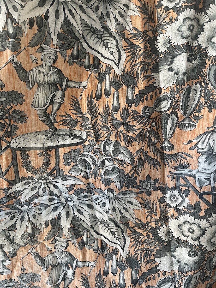 Paire de rideaux imprimés à décor chinoisant-photo-2