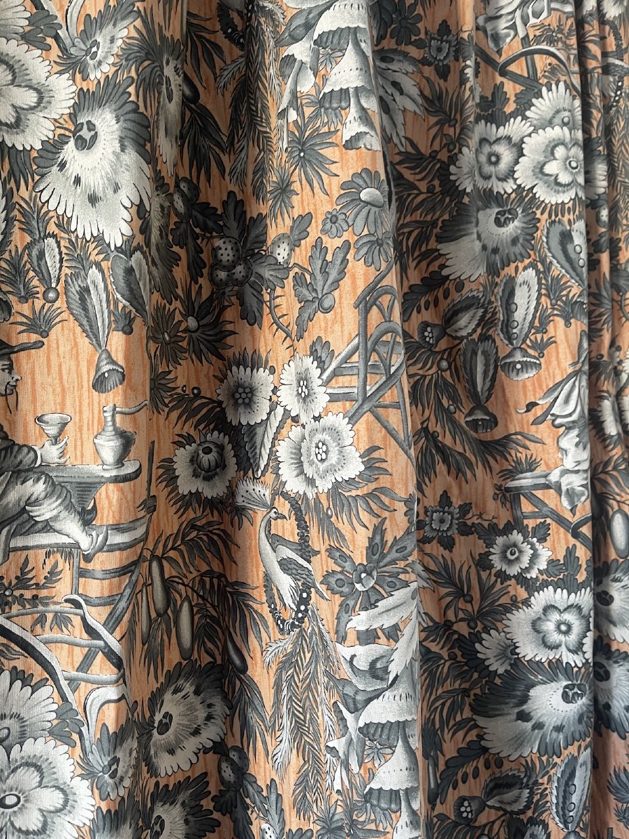 Paire de rideaux imprimés à décor chinoisant-photo-3