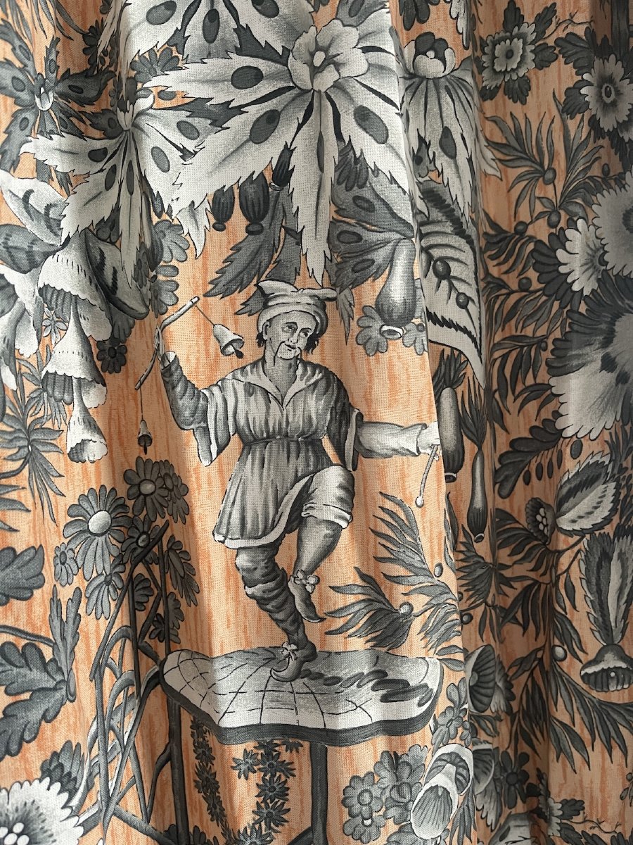 Paire de rideaux imprimés à décor chinoisant-photo-8