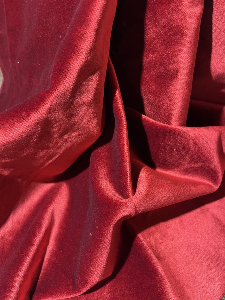 Fragment de velours rouge – Début du XXᵉ siècle-photo-2