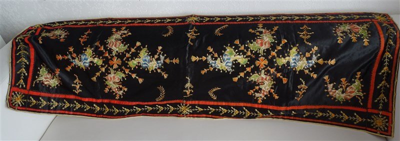 Broderie Chinoise En Applique Sur Soie Noire XIXème-photo-5