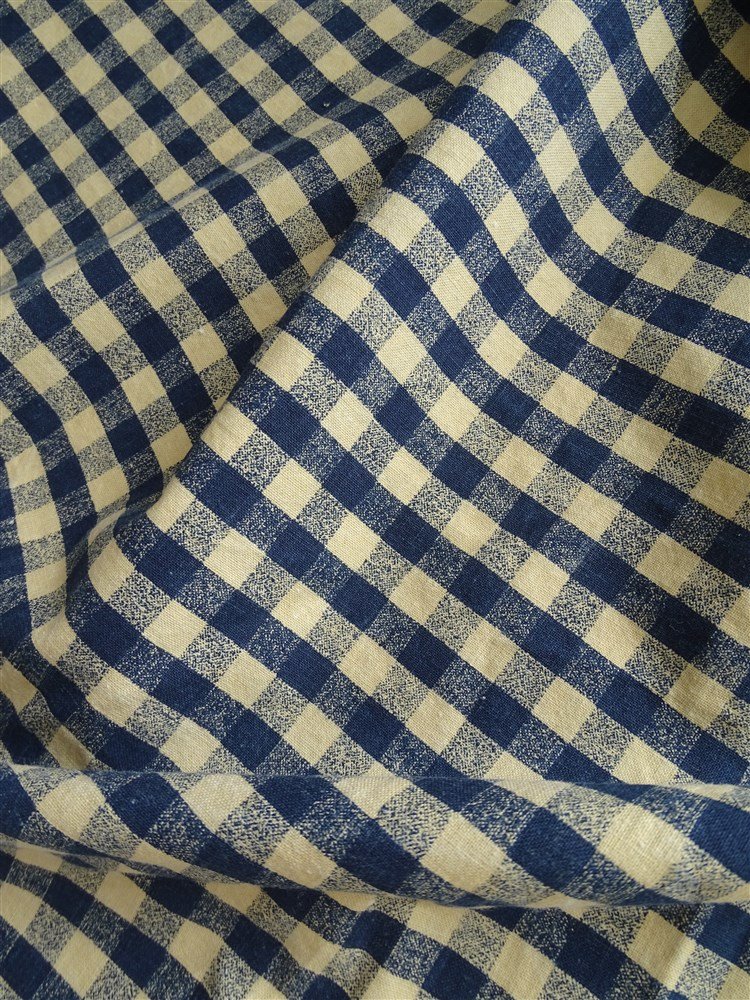Tissu à Carreaux  Bleu Et écru  Pour Rideau, Tête De Lit Ou  Pour Tapisser Sièges,  -photo-5