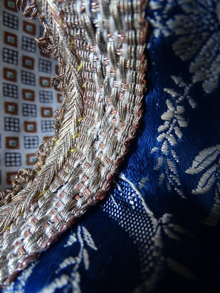 Lovely Ottoman Jacket In Blue Silk XIXth Gold Trim-photo-6