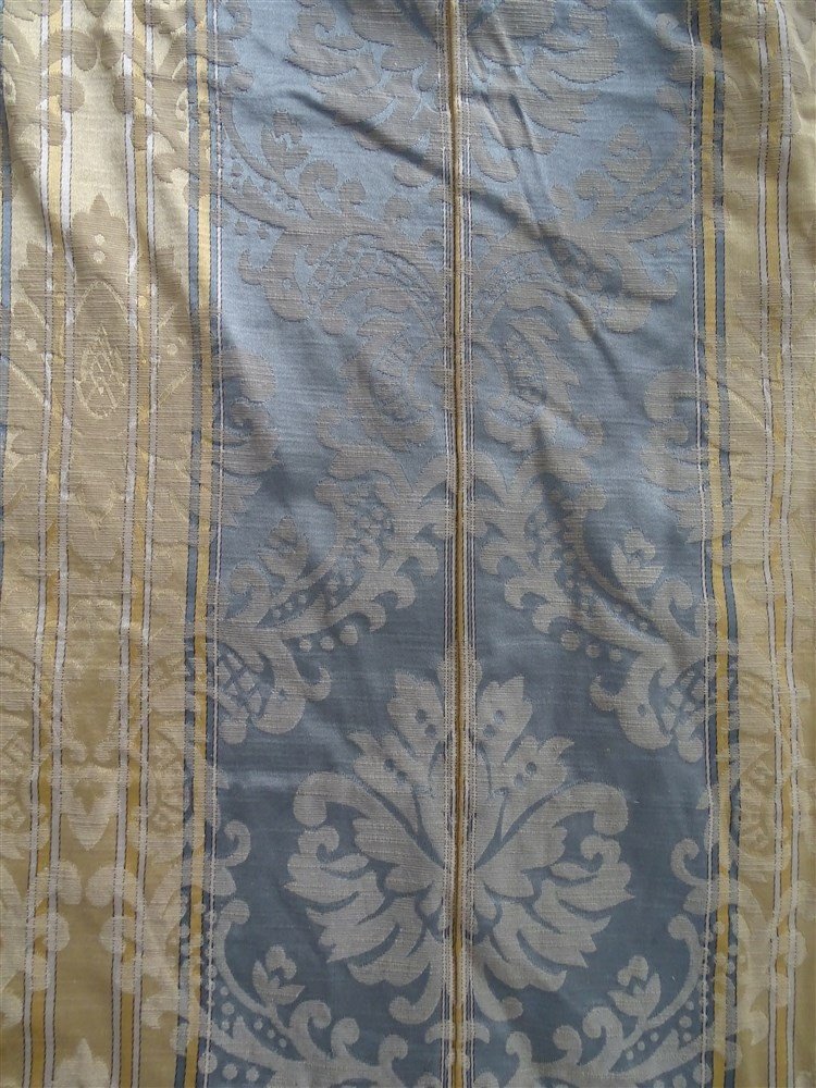 Pair Of Silk Drapes Floral Decor-photo-1
