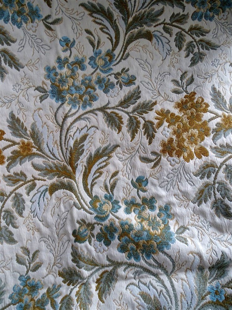 Second Pair Of Vintage Hangings In Upholstery Fabric Floral Decor-photo-3