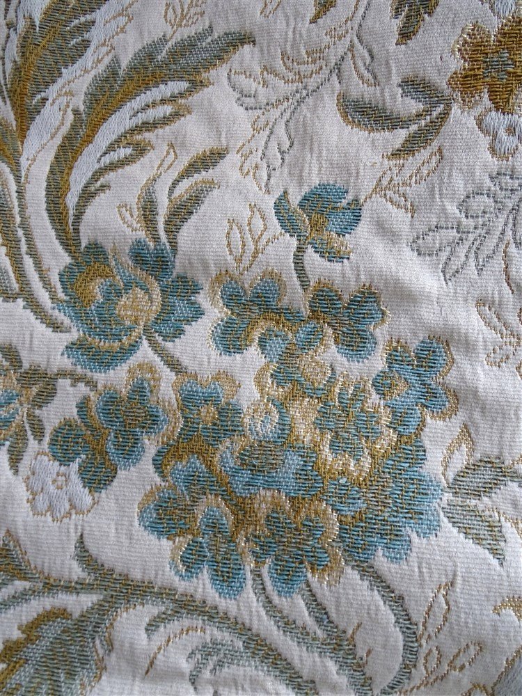 Second Pair Of Vintage Hangings In Upholstery Fabric Floral Decor-photo-7