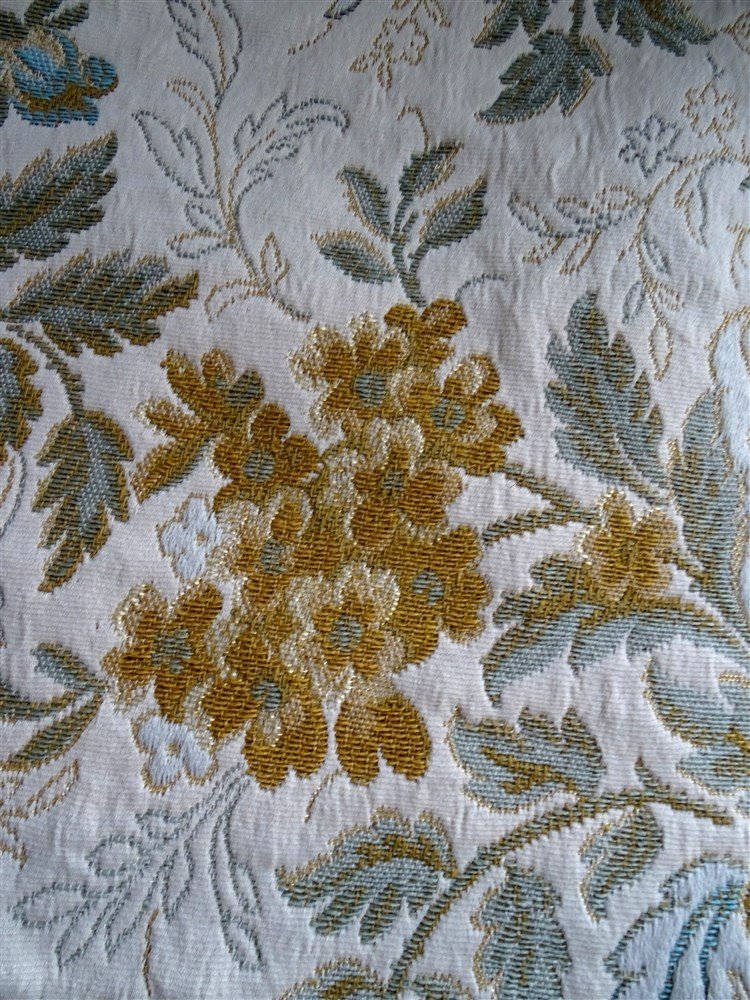Second Pair Of Vintage Hangings In Upholstery Fabric Floral Decor-photo-8