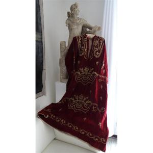 Art Ottoman Robe De Cérémonie En Velours De Soie Et Broderies Métalliques