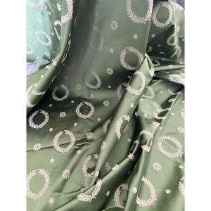 Fragment Of Green Silk And Laurel Wreaths Empire Style