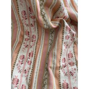 Pair Of Antique Linen And Silk Jacquard Curtains With Gold Rings 