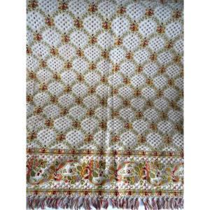 19th Century Carved Velvet Tablecloth, Louis XVI Style Marie Antoinette