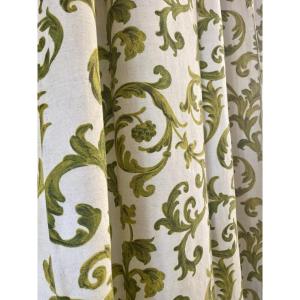 Seconde Paire de rideaux en lin imprimé esprit baroque 295 cm x 125 cm. 4 paires disponibles