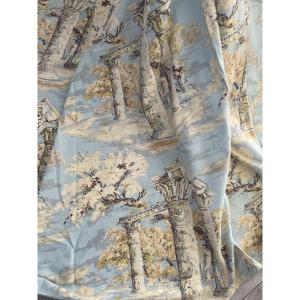 Métrage de tissu imprimé « Acropole » – Décor architectural - Colonnes antiques