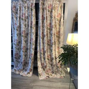 First Pair Of Curtains With Stylized Floral Decor, Hangings